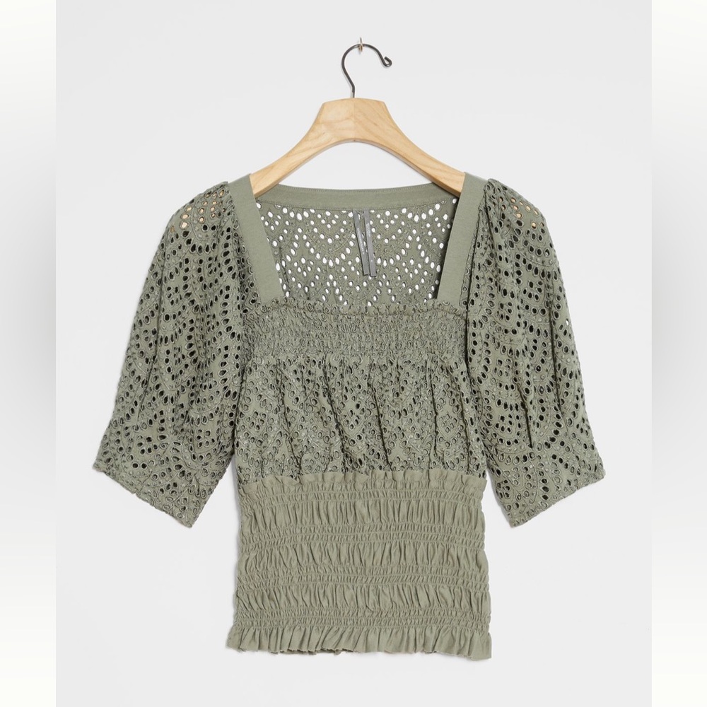 Anthropologie | Sage Smocked Top